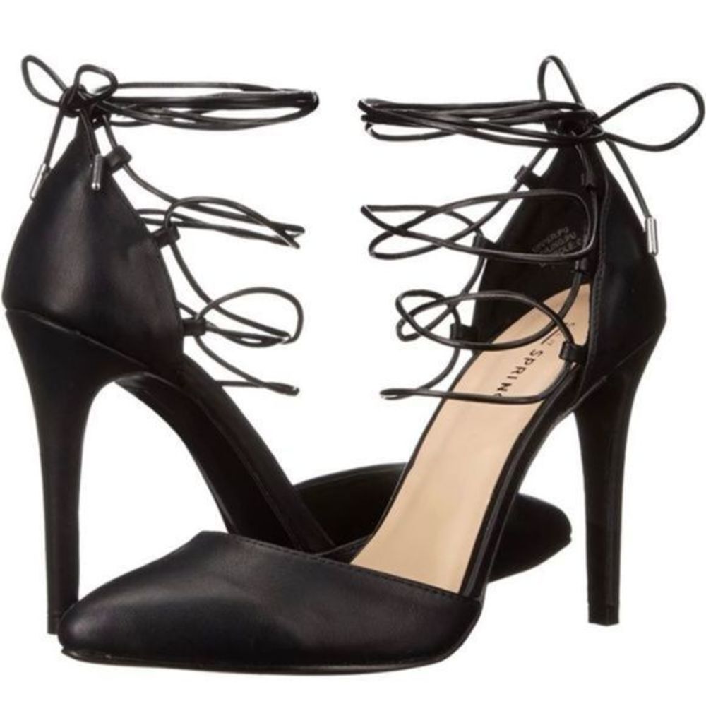Call it Spring Black Lace up Heels